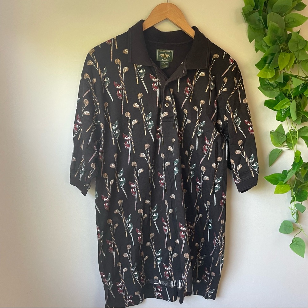 Vintage Dockers Golf All Over Print Polo Shirt